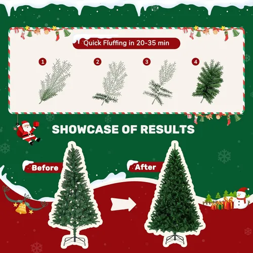 Vista 6 de 4.5 Ft Artificial Green Christmas Tree for Holiday Home Decor Classic Full hinged evergreen spruce tree with realistic flame-retardant branch tips
