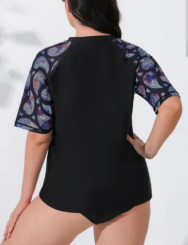 Vista 4 de Halcurt Traje de baño de talla grande para mujer, camiseta de baño holgada UPF 50+