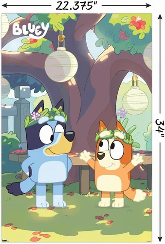Vista 3 de Bluey - Póster de pared dúo, 34 pulgadas de largo x 22.4 pulgadas de ancho, versión sin marco