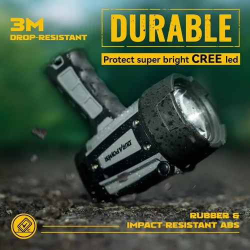 Vista 5 de Durapower Foco Recargable, Foco de Mano Super Brillante Impermeable IP68, Foco de Alta Potencia LED Portátil para Caza Marina, Barco, Camping
