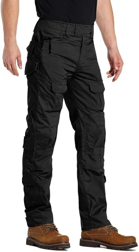 Vista 3 de TRGPSG Pantalones tácticos para hombre, pantalones de senderismo, pantalones cargo de camuflaje militar, pantalones de trabajo casuales
