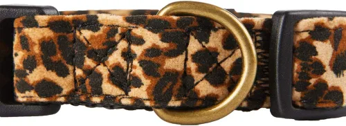 Vista 2 de Collar de perro de leopardo elegante con tejido flocado de cheeta con aroma, suave y premium para cachorros, perros medianos y grandes