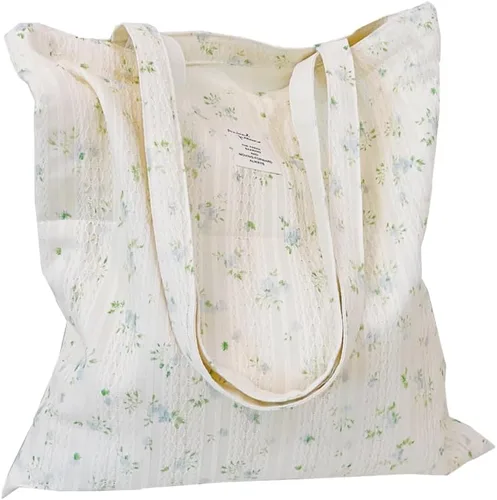 Vista 40 de Floral Canvas Tote Bag Double-Sided Printed Cloth Cotton Tote Floral Shoulder Bags for Beach Travel Shopping Grocery