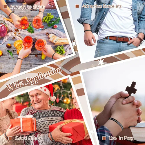 Vista 6 de Jeyiour 40 pulseras de versículo bíblico a granel, pulseras de cuero cristiano a granel, pulseras de citas de las Escrituras de la fe de Dios