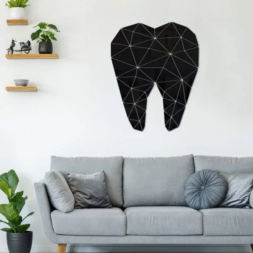 Vista 4 de The Geeky Days Pegatinas de pared con espejo acrílico en forma de diente para el cuidado dental, clínica dental, estomatología, arte de pared 3D