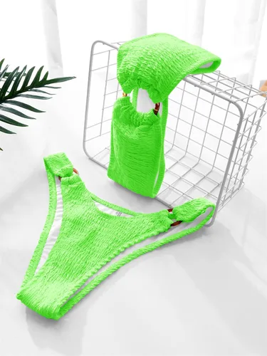 Vista 34 de WDIRARA Conjunto de bikini de 2 piezas sin tirantes para mujer