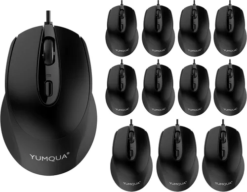 Vista 6 de YUMQUA G222 - Mouse silencioso para computadora, paquete de 2 ratones USB ópticos con cable, 800/1200 DPI, hogar y oficina, computadora