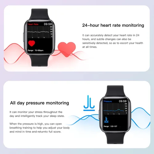 Vista 3 de Reloj inteligente para Android e iOS, rastreador de sueño, notificación de mensajes, impermeable, más de 100 diales, reloj inteligente, podómetro