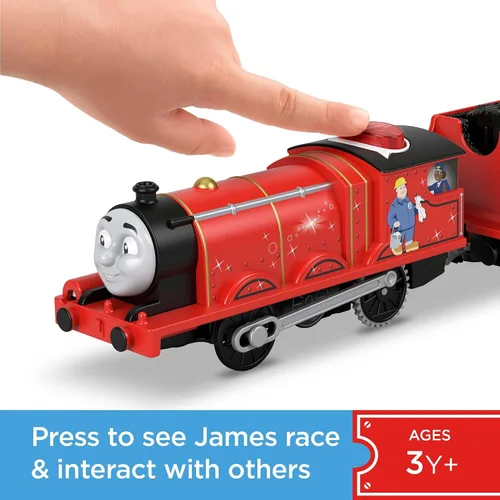 Vista 2 de Thomas & Friends Tren de Juguete Motorizado Hablante Motor James con Sonidos y Frases y Vagón de Carbón para Juego de Fantasía Preescolar Niños