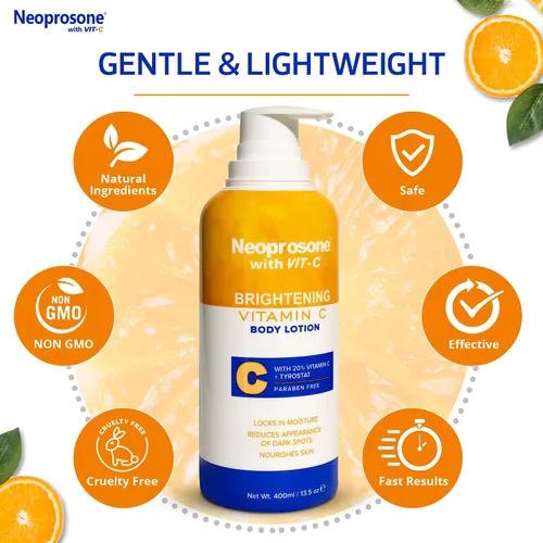 Vista 7 de Neoprosone Loción corporal iluminadora – 13.5 onzas líquidas / 13.5 fl oz – Formulada para desvanecer manchas oscuras en codos, rodillas, cuello