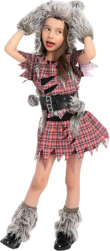 Vista 3 de Disfraz de Wolfie de Halloween para niñas disfraz de lobo lobo y lobo