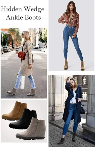 Vista 6 de Athlefit - Botines para mujer con tacón de cuña escondido para mujer, botas al tobillo