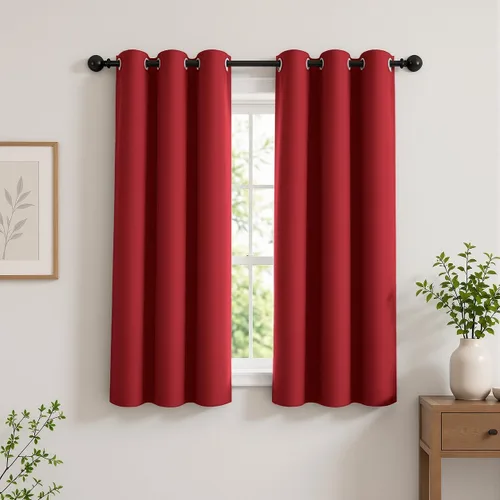 Vista 101 de Cortinas de oscurecimiento de habitación de 45 pulgadas de largo para dormitorio y sala de estar, cortinas térmicas aislantes con ojales