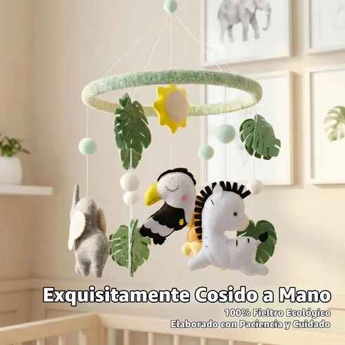 Vista 6 de Safari - Móvil para cuna, cuna móvil con música, animales de la selva