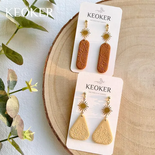 Vista 4 de KEOKER Juego de sábanas con textura de arcilla polimérica, moldes de aretes de arcilla para aretes, funciona con cortador de arcilla polimérica