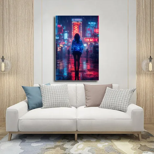 Vista 5 de Arte de pared de subcultura de niña neón – Póster estético de Cyberpunk Y2K – Lienzo retro futurista de moda callejera impresión lienzo póster arte