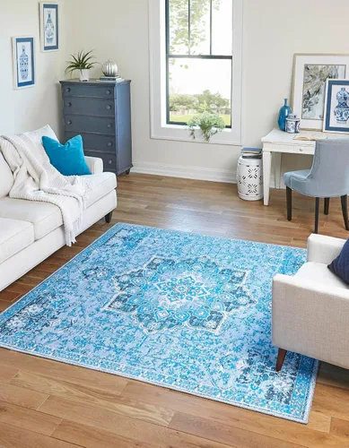 Vista 10 de Unique Loom Renaissance Collection - Alfombra rectangular de 2 x 3 pies 1 pulgada, color azul y verde Azul Verde/Azul
