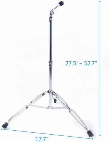 Vista 4 de Soporte de platillos de pluma de doble soporte altura ajustable de 27.5 a 52.7 pulgadas, patas de doble refuerzo resistente, soporte de pluma