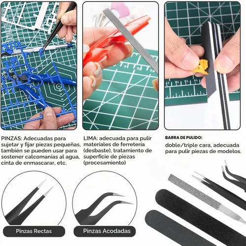 Vista 4 de Fippy 11 piezas Kit de herramientas para modelos, kit de herramientas Gundam, kit de herramientas de construcción para pasatiempos para armado