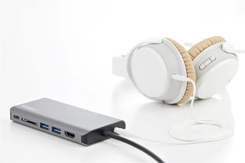Vista 7 de StarTech.com Adaptador multipuerto USB C – Mini base de viaje USB-C con HDMI 4K o VGA de 1080p – 3 concentradores USB 3.0, SD, GbE, audio, 100 W PD