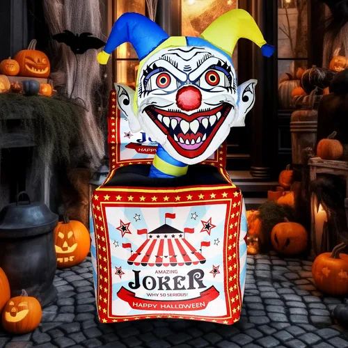Vista 11 de WBHome 3 m Arco de payasos inflables de Halloween para decoración de exterior, del Día de los Muertos, para patio con luz LED integrada