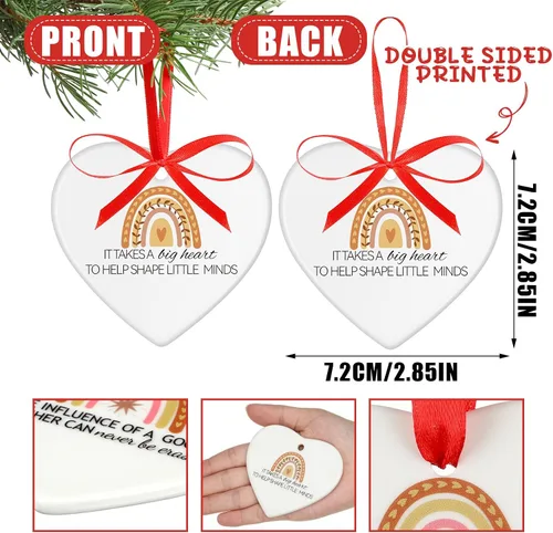 Vista 2 de Sliner 12 piezas de regalo de agradecimiento para profesores, el mejor regalo para profesores para mujeres, adorno de corazón de cerámica