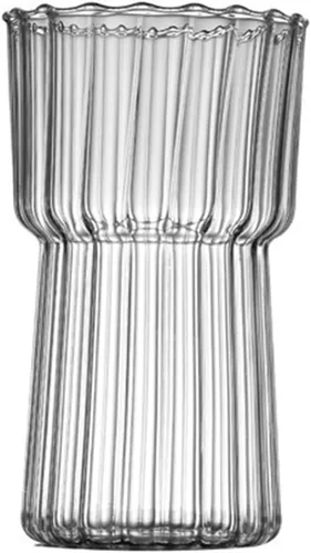 Vista 10 de Ochine Vasos acanalados para beber – Vasos de vidrio para vino, café, cócteles, expreso, té helado, agua, bebidas, jugo y cerveza