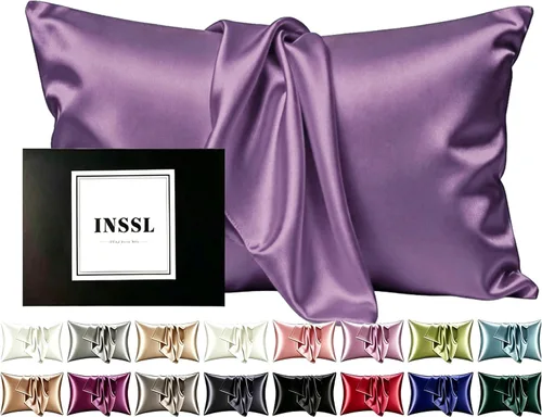 Vista 23 de INSSL - Funda de almohada de seda para mujeres, funda de almohada de seda de morera para cabello y piel, mantente cómoda y transpirable durante