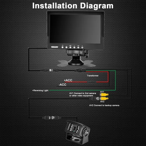 Vista 7 de Kit de monitor de cámara de respaldo para camión, vehículo resistente, impermeable, visión nocturna, gran angular, cámara de cabina de visión