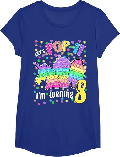 Vista 67 de Let's Pop-it I'm turning 8 Colorful 8th Birthday - Camiseta para niña, Negro