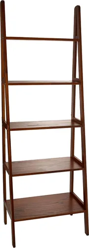 Vista 6 de Casual Home Librería de escalera de 5 estantes de madera maciza 100% estándar, 72 pulgadas de alto, castaño