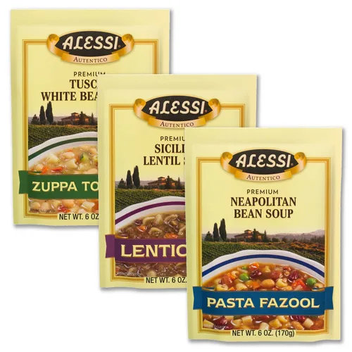 Vista 11 de Alessi Autentico Premium Soups, sabores tradicionales, 6 onzas (fideos de pollo, paquete de 6)