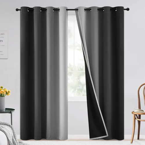 Vista 38 de SimpleHome Cortinas degradadas degradadas para oscurecer la habitación de 36 pulgadas de largo para dormitorio, con ojales y bloqueo de luz Negro
