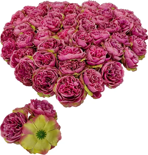 Vista 5 de 40 Piezas Cabezas de Flores Falsas de 3.3'' para Manualidades, Cabezas de Rosas Flores Artificiales, Cabezas de Rosas de Seda a Granel, Cabezas