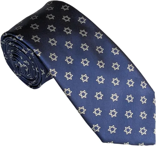Vista 2 de Maker V Corbata de estrella de David, corbatas Bar Mitzvah, corbata de Janucá, corbatas de Hannukah, regalo judío para hombres