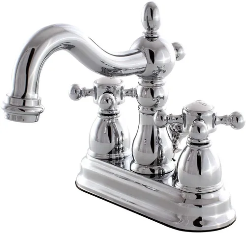 Vista 5 de Kingston Brass KB1605BX - Grifo de baño central de 4 pulgadas, bronce aceitado Heritage collection; Double-handle; With pop-up drain; Solid brass