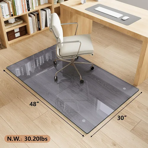 Vista 4 de Alfombrilla de cristal templado gris para silla de 30 x 48