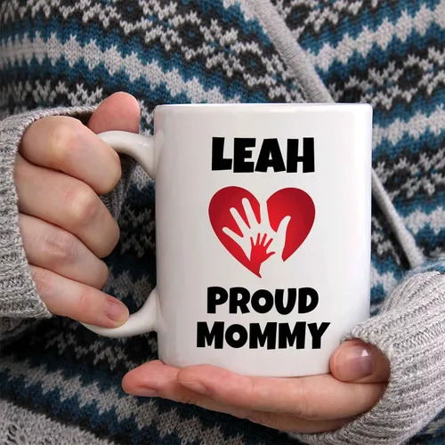 Vista 2 de Leah Proud Mommy - Taza de café White Ceramic, Two Sided Print, Dishwasher and Microwave Safe, Birthday Christmas Gift for Her or Him, Easy Grip