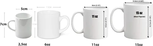 Vista 2 de Taza de té de café de cerámica blanca revestida de 11 onzas (3.7 x 3.1 in) prensa de calor imprimible transferencia sublimación tinte recubierto