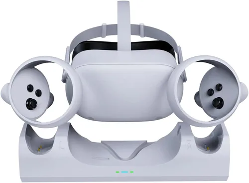 Vista 4 de PUOSUO Base de carga para Oculus Quest 2Meta Quest 2, soporte de carga de auriculares VR compatible con Oculus Quest 2 accesorios estación de carga