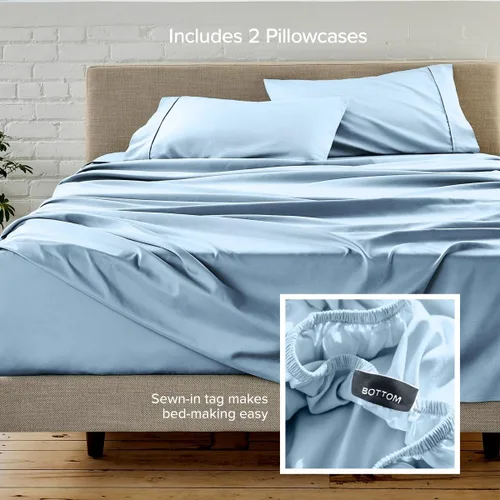 Vista 157 de Bare Home Sheet Set 1800 Ultra-Soft with 2 Pillowcases (Twin XL, Dark Blue)