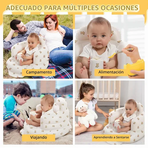 Vista 6 de AGITVPS Asiento de bebé inflable mejorado con bandeja para bebés de 3 a 36 meses, asiento de bumbo con bomba de aire integrada con bandeja, silla
