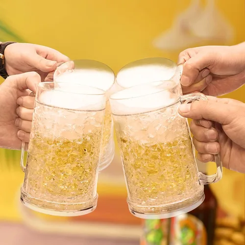 Vista 4 de Juego de 4 tazas de hielo congeladas de gel de doble pared de 16 oz (blanco)