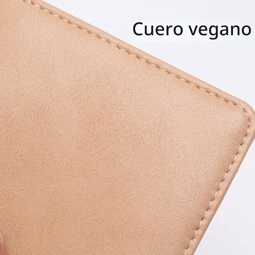 Vista 5 de Alldaily Billetera pequeña RFID para mujer, compacta y delgada, plegable, con bolsillo de viaje, mini cartera para damas, Beige