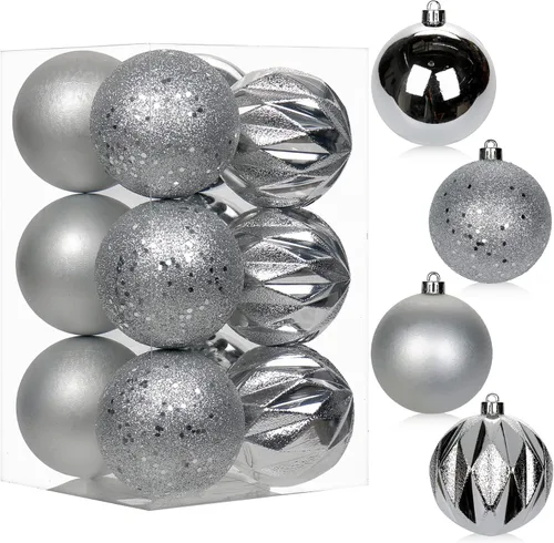 Vista 33 de 30 piezas de adornos de bola de árbol de Navidad irrompibles negros para decoración navideña