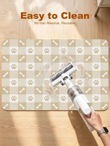 Vista 7 de Tapete de comida para perros, tapete absorbente para alimentación Patas de perro beige