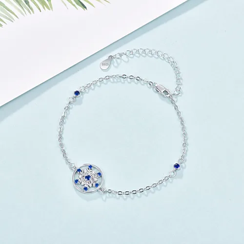 Vista 2 de Pulsera de mariposa, piedra lunar, margarita, corazón infinito, asta, nudo celta, plata de ley 925, circonita cúbica sintética, regalo para mujeres