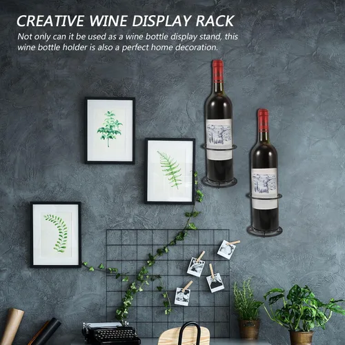 Vista 3 de Luxshiny Estante de pared para vino, soporte de vino de metal, estante de exhibición de cerveza, botellas, organizador colgante de bebidas