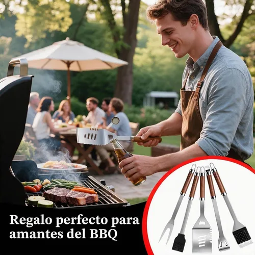 Vista 7 de Juego de 7 piezas, herramientas de parrilla para utensilios de parrilla al aire libre, accesorios para barbacoa