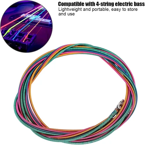 Vista 3 de Cuerdas de bajo, Cuerdas de Bajo Portátil Cuerdas de Bajo Bajo Cuatro Colores Cuerdas De Bajo Eléctrico, Para Bajo Principiante Banda De Instrumento